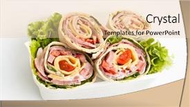  Presentation with buns rolls - Amazing PPT layouts having food tortillas - box with wrapped tortilla sandwich backdrop and a lemonade colored foreground