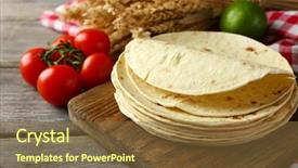  Presentation with whole wheat flour - Presentation featuring food tortillas - stack of homemade whole wheat background and a tawny brown colored foreground