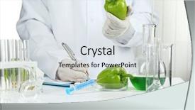  Presentation with pepper - Beautiful theme featuring scientist examines salad pepper in laboratory backdrop and a sky blue colored foreground