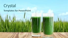  Presentation with shots - Audience pleasing theme consisting of toxins - shots of juice and wheat backdrop and a cool aqua colored foreground