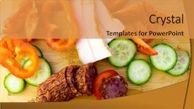  Presentation with food - Presentation having food tray with salami slices background and a  colored foreground