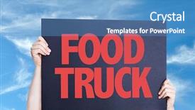  Presentation with ice cream food truck - Amazing PPT layouts having food truck card with sky backdrop and a teal colored foreground