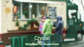  Presentation with truck - Slide deck enhanced with food truck with people blurred background and a ocean colored foreground