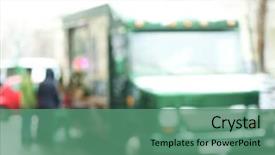  Presentation with food truck - Slide set with food truck with people blurred background and a ocean colored foreground