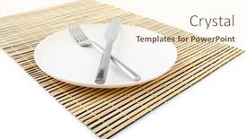  Presentation with utensils - Beautiful PPT theme featuring food-utensils-served-in-plate backdrop and a  colored foreground