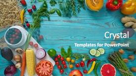  Presentation with healthy food - Slide set consisting of food vegetables for heart heath background and a teal colored foreground