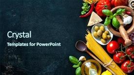  Presentation with italian food - Cool new slides with food vegetables olive oil herb backdrop and a navy blue colored foreground