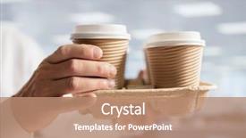  Presentation with take - Beautiful presentation featuring food vending - businessman carrying coffee take backdrop and a coral colored foreground