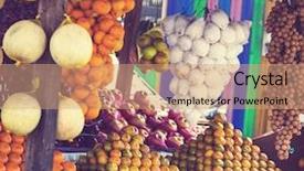  Presentation with market food - Beautiful presentation theme featuring food vending - fruits market backdrop and a  colored foreground