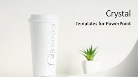 Presentation with coffe - Presentation theme featuring commercial action plan - target achievement goals strategy concept background and a light gray colored foreground