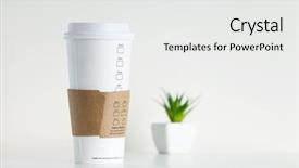  Presentation with green watercolor paper texture - Audience pleasing presentation design consisting of food vending - white paper cup and green backdrop and a white colored foreground