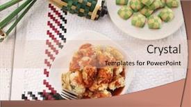  Presentation with waiting - Audience pleasing presentation consisting of food waiting to buka puasa backdrop and a coral colored foreground