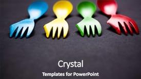  Presentation with food waste - PPT theme consisting of food waste disposal - colorful plastic forks and spoons background and a dark gray colored foreground