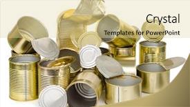  Presentation with food waste - Presentation design featuring food waste disposal - empty cans background and a  colored foreground