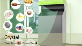  Presentation with bin - Cool new presentation theme with food waste disposal - recycling concept bin for different backdrop and a mint green colored foreground