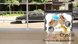  Presentation with food waste - Colorful PPT theme enhanced with food waste disposal - recycling concept bin for different backdrop and a coral colored foreground