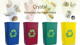  Presentation with food waste - PPT layouts enhanced with food waste disposal - recycling concept colorful bins background and a cream colored foreground