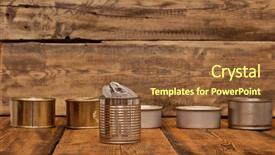  Presentation with metal whistle used by police - PPT layouts consisting of food waste disposal - used tin cans background background and a tawny brown colored foreground