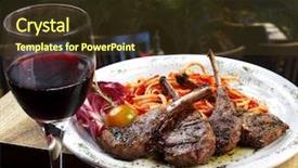  Presentation with food - Amazing slides having food wine backdrop and a tawny brown colored foreground