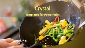  Presentation with hydroponics vegetables hydroponic vegetable - PPT theme consisting of food woku - chef cooking vegetables in wok background and a  colored foreground