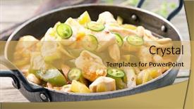  Presentation with food chicken - Presentation enhanced with food woku - chicken sweet sour background and a yellow colored foreground