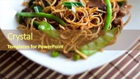  Presentation with meat food - Colorful slides enhanced with food woku - delicious freshly cooked meat wok backdrop and a  colored foreground