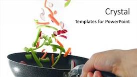  Presentation with studio - Colorful slide set enhanced with food woku - flipping veggies with pan studio backdrop and a white colored foreground