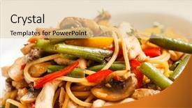  Presentation with chicken little chicks - PPT layouts having food woku - noodles with chicken background and a lemonade colored foreground