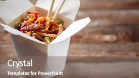 Presentation with noodles - PPT layouts enhanced with food woku - noodles with pork and vegetables background and a gray colored foreground