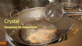  Presentation with fried foods - Slides with food woku - prawns being fried in wok background and a  colored foreground