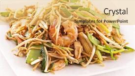 Presentation with stir fried bok choy - Slide set consisting of food woku - stir-fried noodles with prawns background and a yellow colored foreground