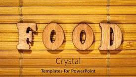  Presentation with food - Theme enhanced with food-word-inscription-by-wooden background and a gold colored foreground