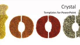  Presentation with healthy food and herb - Colorful slide set enhanced with food word made of herbs backdrop and a white colored foreground