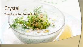  Presentation with bulgarian - Slides having food yogurt - traditional bulgarian cold cucumber soup background and a  colored foreground
