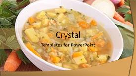  Presentation with soup - PPT theme having food zucchini - bowl of soup background and a  colored foreground