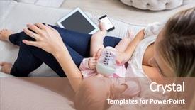  Presentation with milk baby - Slides consisting of foodborne - mother feeding her baby background and a coral colored foreground