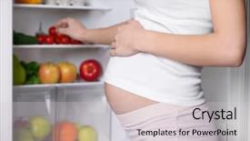  Presentation with refrigerator - Colorful presentation design enhanced with foodborne - pregnant woman standing near refrigerator backdrop and a lemonade colored foreground