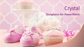  Presentation with baby shoes - PPT layouts enhanced with foodborne - tasty cupcake with bow background and a lemonade colored foreground