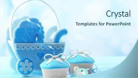  Presentation with baby shoes - Presentation consisting of foodborne - tasty cupcake with bow background and a  colored foreground