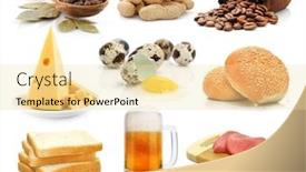  Presentation with foods - Slides with foods assortment isolated on white background background and a blonde colored foreground