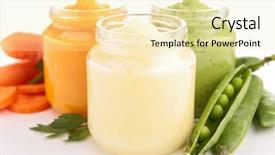  Presentation with pulses food assortment legume - Colorful presentation design enhanced with foods jars - assortment of vegetable puree backdrop and a blonde colored foreground