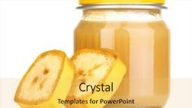  Presentation with baby food jar - PPT layouts with foods jars - jar of baby puree background and a yellow colored foreground