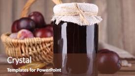  Presentation with jam - PPT layouts with foods jars - tasty plum jam in jar background and a tawny brown colored foreground