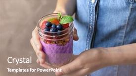  Presentation with acai - Presentation theme having foods jars - woman holding jar with delicious background and a coral colored foreground