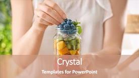  Presentation with berries - Presentation design featuring foods jars - woman holding jar with fruits background and a coral colored foreground