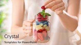  Presentation with mason jar - Beautiful PPT theme featuring foods jars - woman holding mason jar backdrop and a lemonade colored foreground