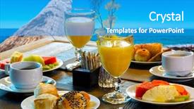  Presentation with breakfast - PPT theme enhanced with breakfast room on the beach background and a teal colored foreground