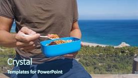  Presentation with sea plastic - Slides with foods place travel - closeup of a young caucasian background and a  colored foreground