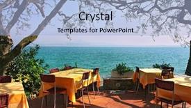  Presentation with beautiful moraine lake - Theme featuring foods place travel - outdoor restaurant with beautiful view background and a light blue colored foreground