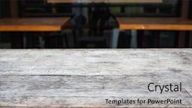  Presentation with scene - Audience pleasing slide set consisting of foods place travel - wooden table and blurred street backdrop and a light gray colored foreground